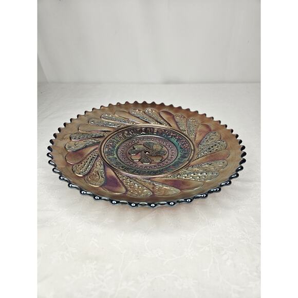 Antique Amethyst Blue Dugan Carnival Glass Round-Up Pattern Plate 1910-1912 - Picture 2 of 8